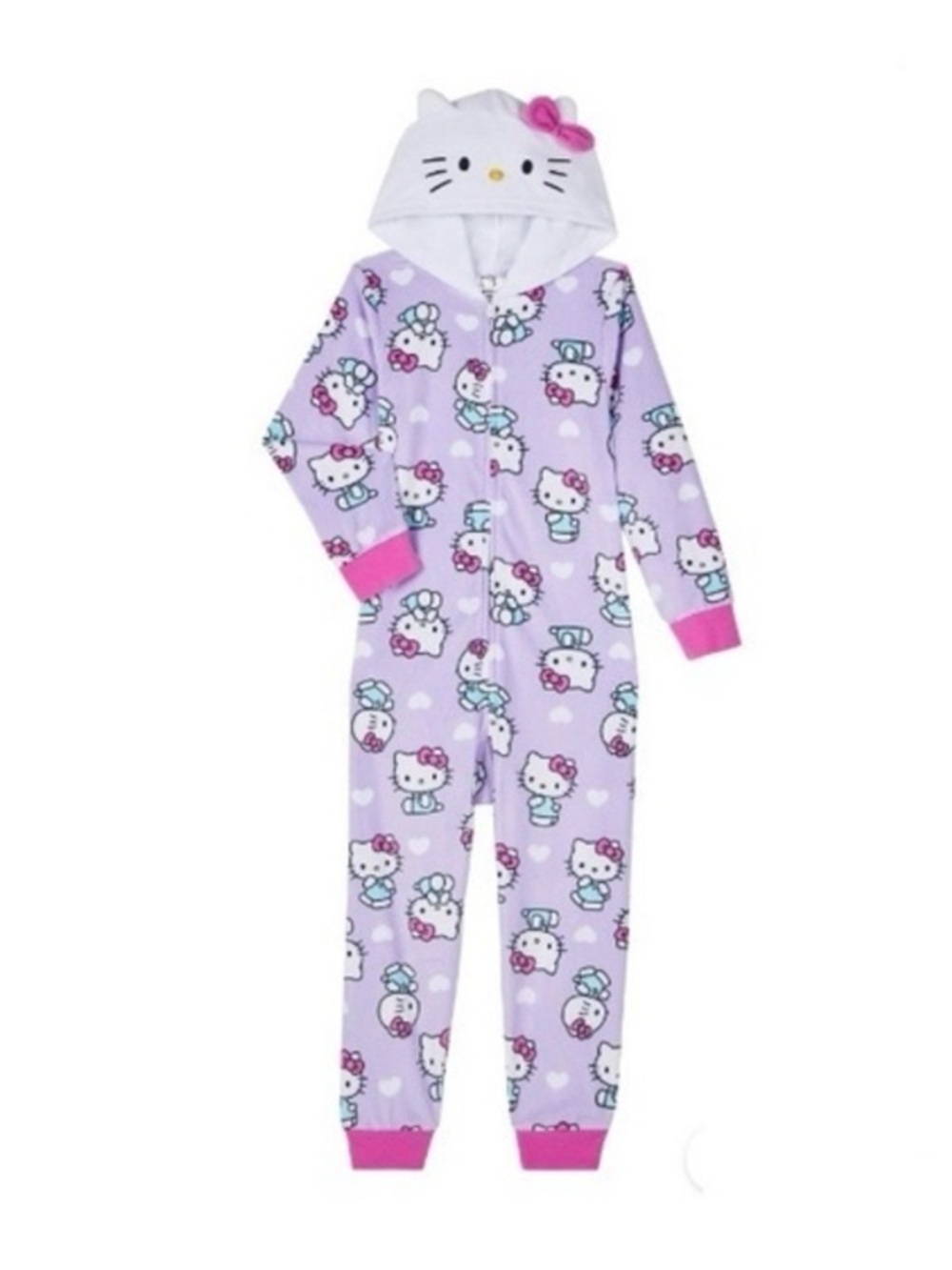 NWT. HELLO KITTY Girls Hooded Union Suit